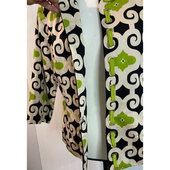 David Brooks Blazer Womens Size M Beige Green Black Geometric Pattern - Picture 8 of 16